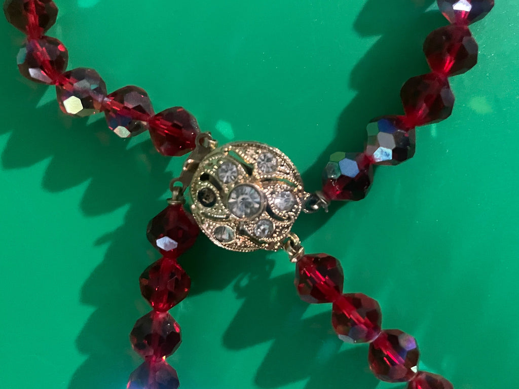 Red square earrings with bracelet